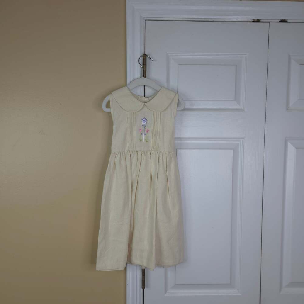 Vintage Good Lad Sleeveless Floral Embroidered Peter Pam Dress in Yellow Size 6